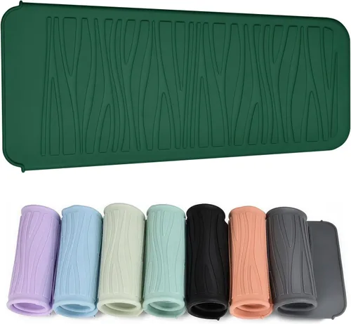 Vista 18 de Alfombrilla de silicona resistente al calor con bolsa para herramientas de peinado del cabello, 1 unidad, gris, silicona, plana, cabello seco, 11 x