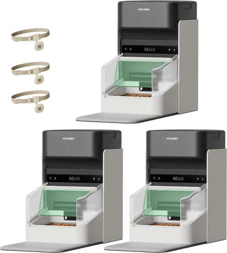 Vista 15 de PETLIBRO Alimentadores RFID para 2 gatos, sensor de collar para comidas personalizadas, reconocimiento de gatos, seguimiento de dieta y antirrobo