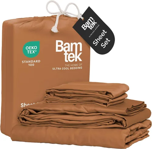 Vista 17 de Juego de sábanas de bambú de viscosa tamaño individual XL, 3 piezas, extra largas, ropa de cama refrescante para personas que duermen con calor
