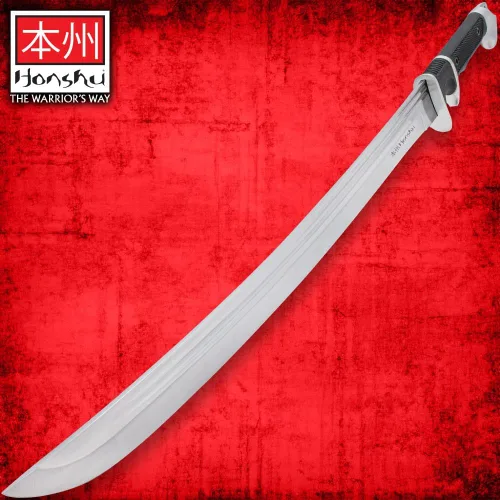 Vista 5 de HONSHU Sub-Hilt Wakizashi - Espada y funda Hoja de acero de alto carbono 1060 Mango TPR y protector de acero al carbono Funda de madera