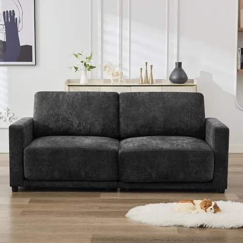 Vista 23 de Sofá modular en forma de L de 110.6 pulgadas, sofá modular de asiento profundo con otomana móvil, sofás gruesos de 4 asientos de gran