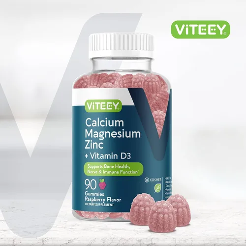 Vista 2 de Viteey - Gomitas de calcio y magnesio y zinc con vitamina D3 Supports Bone Health, Nerve & Immune Function - for Adults & Teens - GMO Free - 90