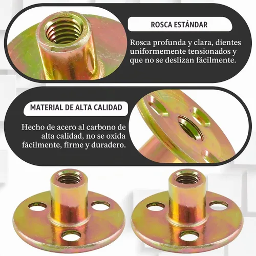 Vista 3 de Tuerca en T de acero al carbono de 12 piezas de 1/4 "-20 tuercas de inserción chapadas en zinc