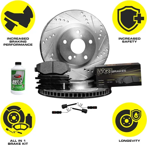 Vista 4 de Hart Brakes Kit de frenos y rotores delanteros Pastillas de freno delanteras Rotores y pastillas de freno Pastillas de freno y rotores