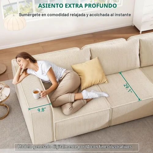 Vista 7 de Sofá modular Cloud de 107 pulgadas con diván en forma de L, asiento