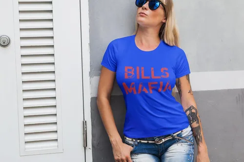 Vista 4 de Expression Tees Distressed Bills Mafia Football Racerback Tank Top for Women, Soft & Breathable