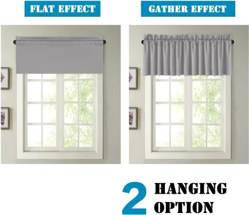 Vista 6 de H.VERSAILTEX - Cenefa térmica para ventana con dobladillo para barra, para oscurecer las habitaciones; ideales para la cocina, 52” x 18” Gris paloma