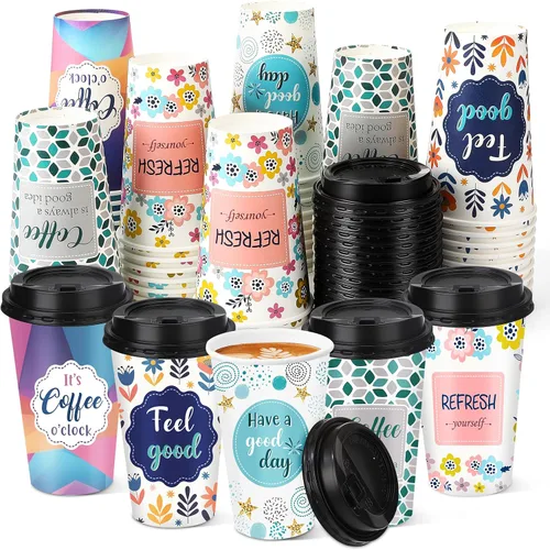 Vista 13 de Paquete de 50 tazas de café desechables de 16 onzas con tapas