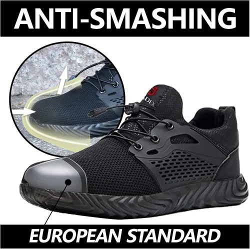 Vista 76 de SUADEX Zapatos deportivos con punta de acero para hombres y mujeres, indestructibles, ligeros, cómodos, antideslizantes, puntera compuesta