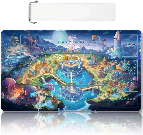 Vista 22 de Tapete de juego MTG cosido de alta calidad con zonas y respaldo de goma antideslizante, tapete de juego TCG para MTG y otros juegos de cartas, Dkt