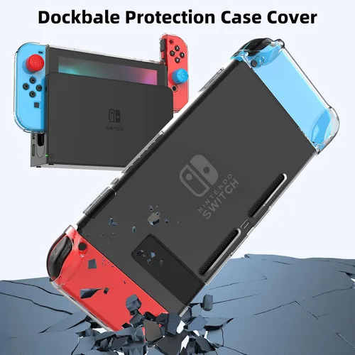 Vista 4 de Heystop - Funda de transporte para Nintendo Switch con protector de pantalla 9 en 1 kit de accesorios para Nintendo Switch y 6 unidades de agarre