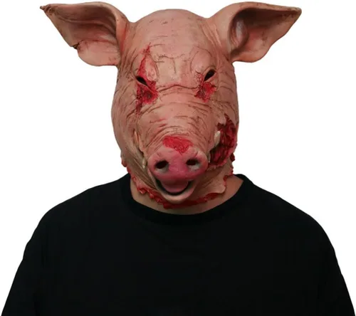Vista 5 de Gmasking Máscara de látex de cabeza de cerdo de carnicero de látex para fiesta de disfraces de Halloween