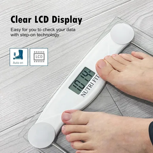 Vista 4 de NUTRI FIT Báscula digital de baño para pérdida de peso corporal, pesaje de precisión, alta precisión, capacidad de 330 libras, tecnología Step-on