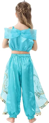 Vista 6 de HUA ANGEL Disfraz de princesa para niñas para fiesta de cosplay de Halloween