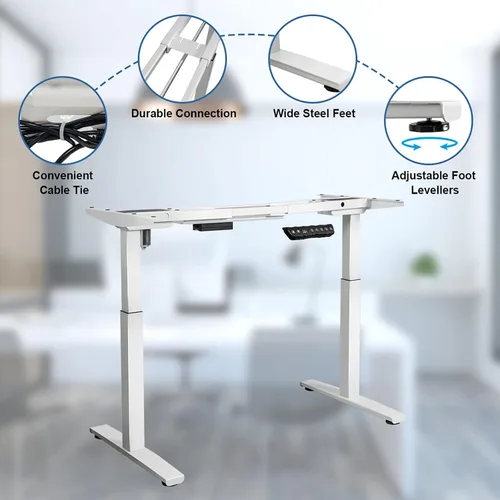Vista 3 de POWERSTONE Marco de escritorio eléctrico ajustable para sentarse a estar de pie con controlador de botón y amarre de gestión de cables, conexión