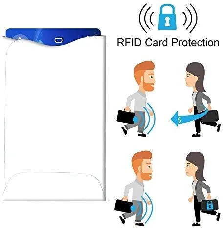 Vista 3 de Fundas de bloqueo RFID para tarjetas de crédito y débito para protección contra robo de identidad, 3.5 x 2.25 pulgadas, se adapta perfectamente a