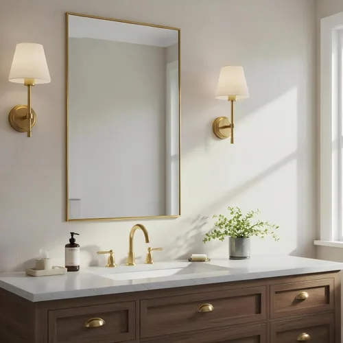 Vista 24 de 24x24 Inch Black Bathroom Mirror for Wall, Aluminum Frame Rectangle Rectangular Vanity Mirror, Modern Large for Bedroom, Living Room, Horizontal or