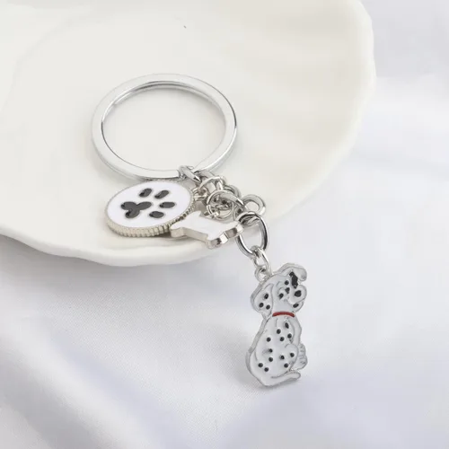 Vista 4 de FUSTMW Regalos para perros dálmatas llavero y llavero para amantes y propietarios dálmatas