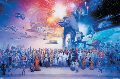 Vista 11 de Trends International Star Wars: Saga - Póster de pared de galaxia, 14.72 x 22.37 pulgadas, versión enmarcada de madera de granero
