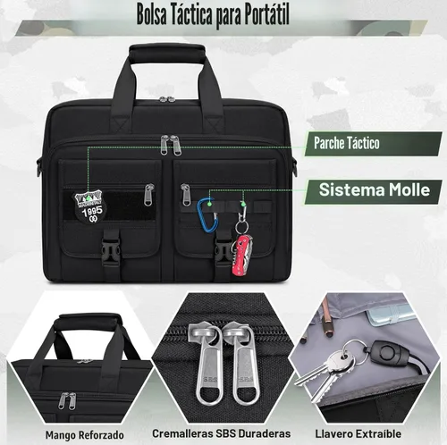 Vista 3 de RAINSMORE Bolso Táctico para Laptop de 15.6/17.3 Pulgadas Bolso de Trabajo para Hombres Bolso de Computadora para Negocios Bolso Mensajero Militar