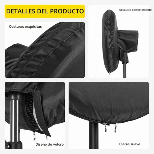 Vista 8 de Cubierta de ventilador de exterior impermeable resistente para ventiladores de pedestal y montaje en pared de 30 pulgadas, color negro