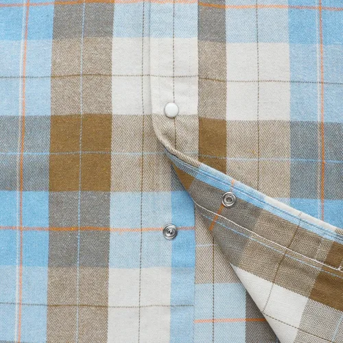 Vista 4 de Dubinik Camisa de franela para hombre, estilo vaquero occidental, con botones y perlas, para hombre, manga larga, vintage, a cuadros