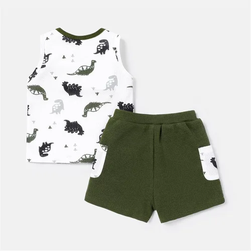 Vista 2 de PATPAT Ropa para bebés y niños, camiseta sin mangas y pantalones cortos, 2 piezas, chaleco sin mangas, conjuntos de trajes para bebés y niños