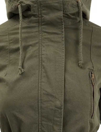 Vista 3 de Fashion Boomy Safari - Chaqueta Anorak militar con cierre y cordón para la capucha tallas regulares y extragrandes para mujer