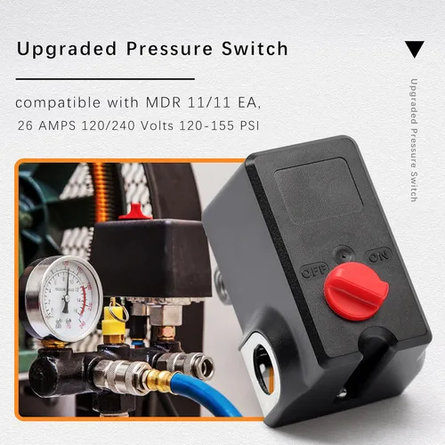 Vista 2 de Interruptor de presión mejorado compatible con Condor MDR 11/11 EA, 26 amperios 120/240 voltios 120-155 PSI