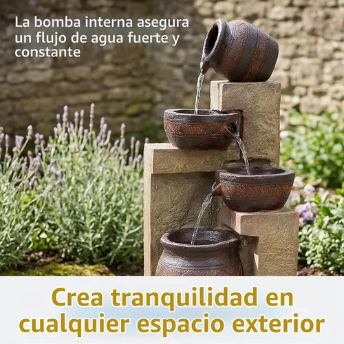 Vista 2 de Sunnydaze - Fuente de agua solar de 30 pulgadas con luz LED
