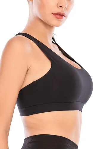 Vista 4 de RUNNING GIRL - Brasier deportivo para mujer, de tirantes delgados, con relleno y espalda cruzada, brasier de yoga de sujeción media con copas