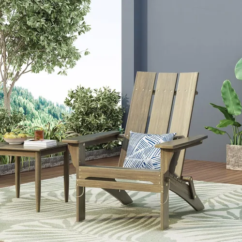 Vista 2 de Christopher Knight Home Zuma Silla Adirondack plegable para exteriores, madera de acacia, color gris