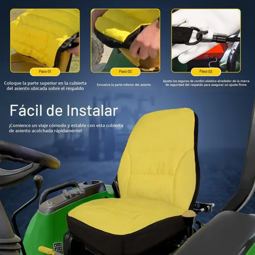 Vista 6 de LP95233 - Funda de asiento impermeable acolchada con tela Oxford 300D para Tractor Utilitario Compacto John Deere, respaldo de funda de asiento