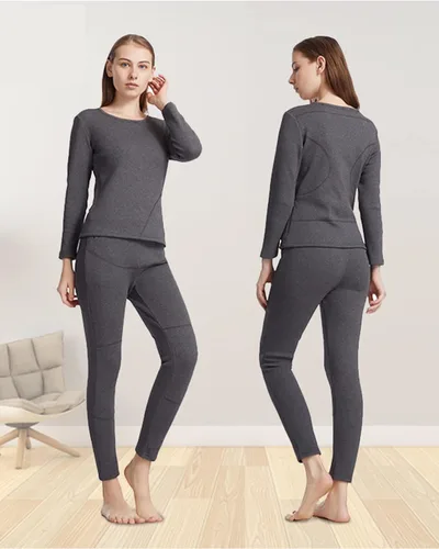 Vista 2 de TRUNYAQI Ropa interior térmica para mujer leggings para mujer de nieve conjunto de ropa interior térmica térmica para recargable USB