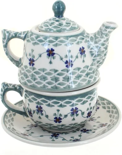 Vista 2 de Blue Rose Polish Pottery Blue Butterfly Tea para uno