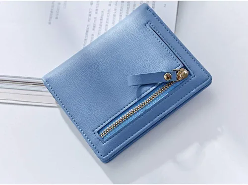 Vista 2 de AnnabelZ Cartera pequeña de cuero plegable para mujer, mini monedero corto para mujer
