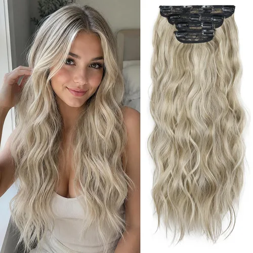 Vista 9 de Extensiones de cabello lacio con clip, suaves y gruesas (20 pulgadas, 4 unidades, 16H613#)