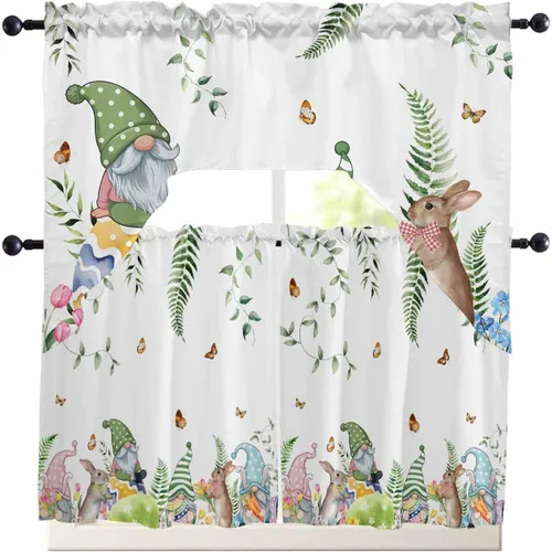 Vista 10 de Cortinas de cocina con cenefa de Pascua, cenefa con bolsillo para barra, paneles de cortina para dormitorio, sala de estar, baño, cafetería