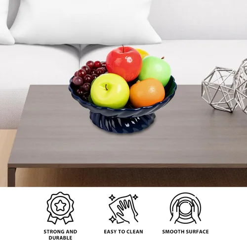 Vista 4 de Cuenco de frutas de cerámica de 9.5 pulgadas, plato decorativo para servir, bandeja de frutas o cesta de frutas para encimeras de cocina, granjas