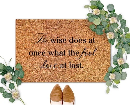 Vista 24 de SILYHEART The Violence of The Wicked Will Drag Them Away Coir Mat Doormats Motivational Quote Rustic Weather Resistant Non Slip Mat for Front Porch