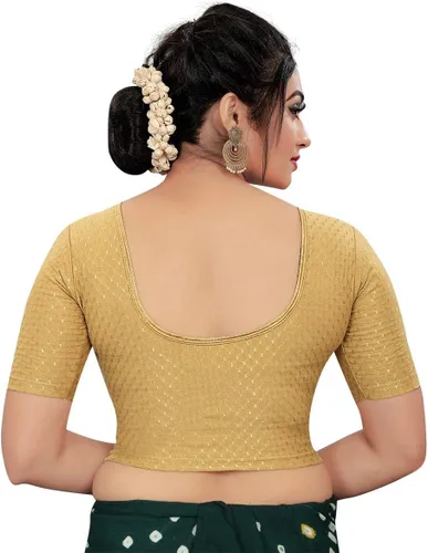 Vista 2 de Medias de licra jacquard con cuello redondo y media manga elástica, para mujer