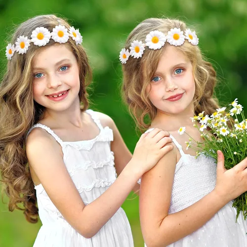 Vista 4 de WILLBOND 8 diademas de girasol para mujer, corona, margarita, flores, corona, ajustable, floral, para novia, para fiestas hippie, bodas, festivales