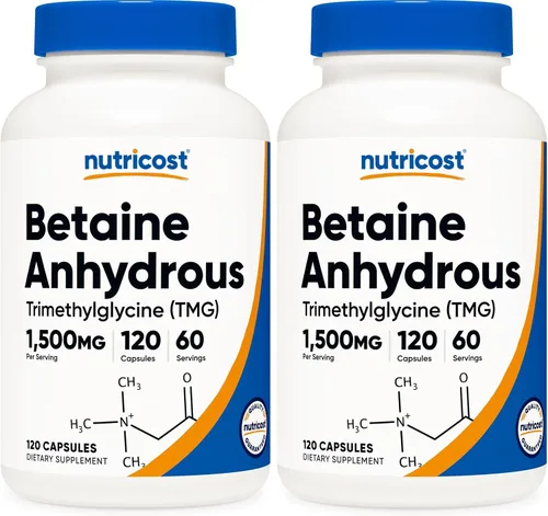 Vista 9 de Nutricost Betaína anhidra Caps 1500mg, 60 porciones por botella (2 botellas)