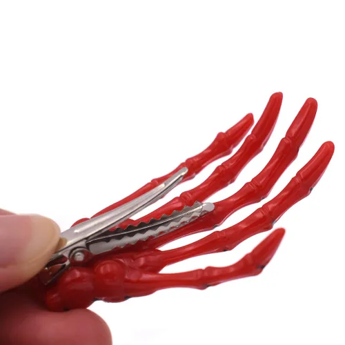 Vista 4 de 8 pinzas para el cabello con forma de hueso de mano de color mixto, pinzas para el cabello con forma de hueso de 3 pulgadas de largo, accesorios
