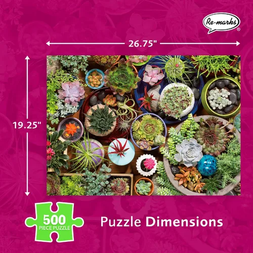Vista 3 de Re-marks Succulents - Rompecabezas de 500 piezas con piezas grandes para todas las edades