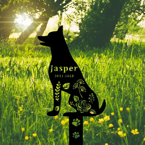 Vista 4 de Estaca de metal para perros conmemorativos para tumbas para perros al aire libre, estaca conmemorativa personalizada para perros, estaca