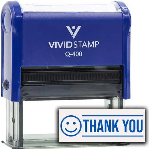 Vista 10 de Sello de goma autoentintado Thank You (Smiley Face) (tinta negra) - Q-200