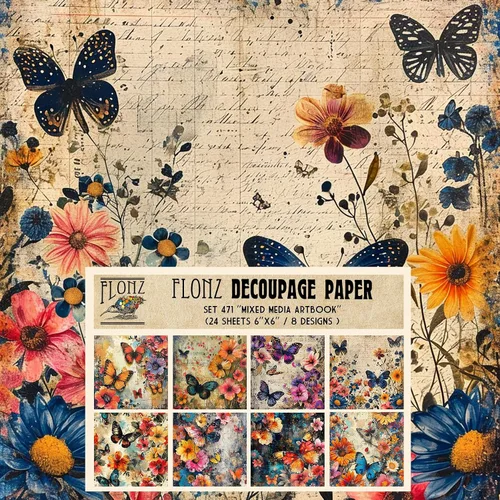Vista 12 de Decoupage - Paquete de papel (24 hojas de 6 x 6 pulgadas), rosas doradas: delicadas rosas doradas y perlas que adornan un lienzo azul medianoche