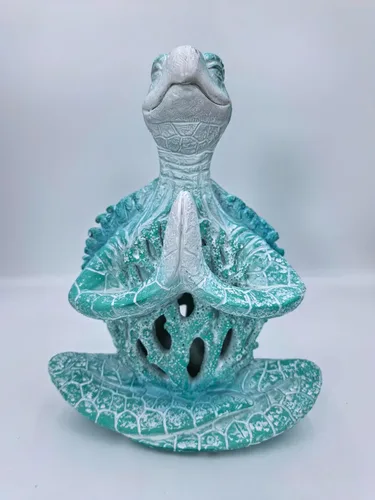 Vista 3 de VVGIFTS Estatua de Tortuga Marina para Meditación y Yoga, Figura de Jardín Meditación Adornos Costeros de Playa, Estatua de Resina Zen Yoga