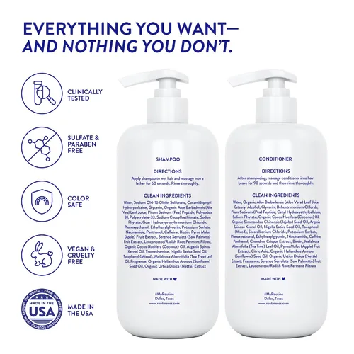 Vista 8 de Routine Wellness Set de champú y acondicionador antiadelgazamiento para el cabello adelgazante, bloqueador de biotina DHT para mujeres y hombres